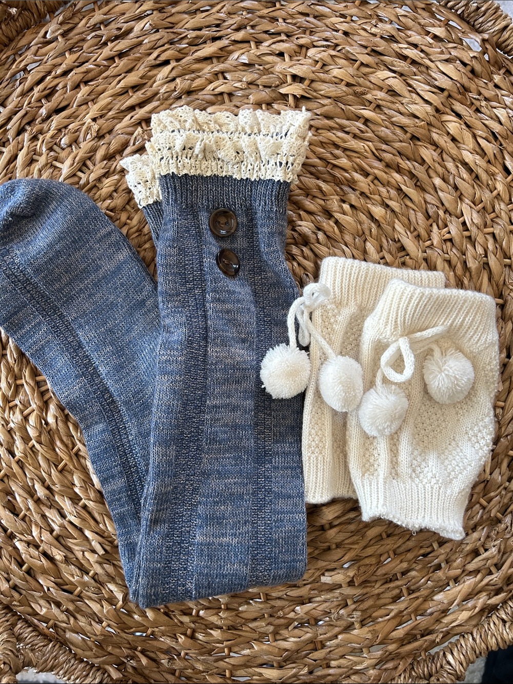 Blue boot socks and boot topper